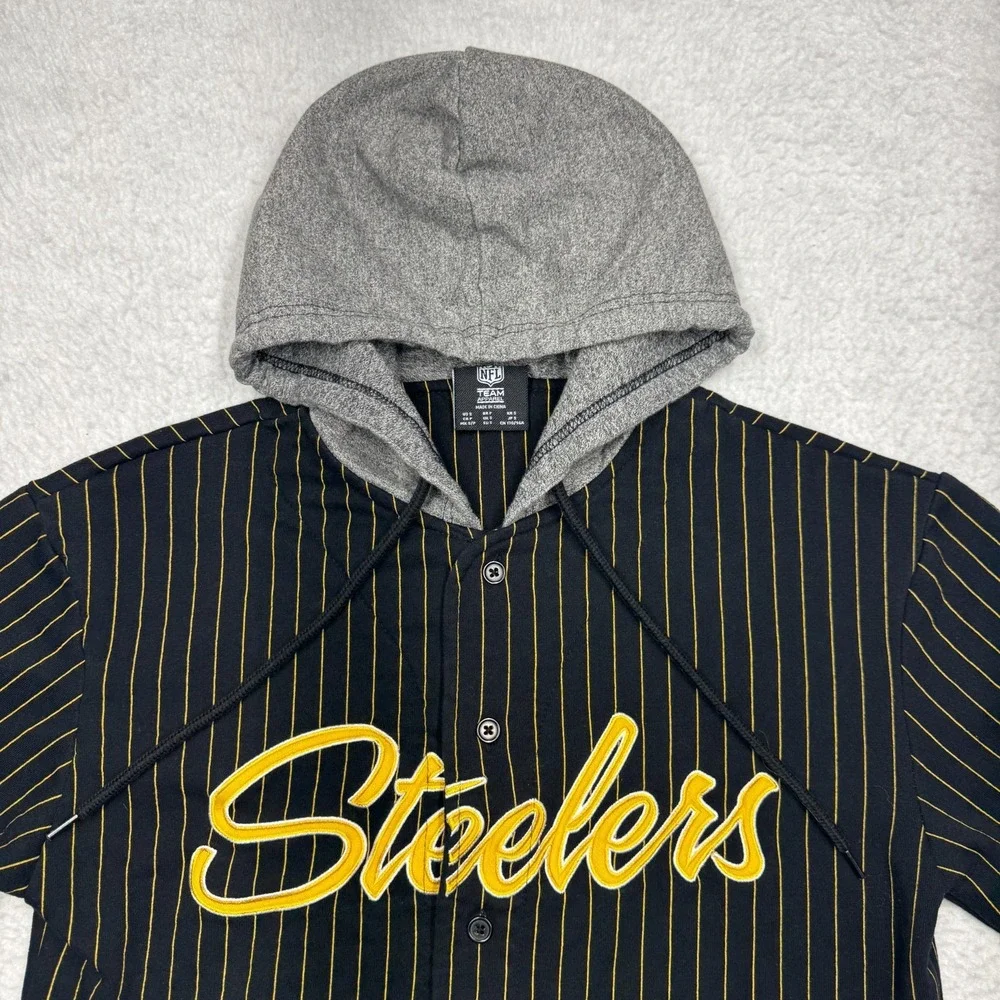 Pittsburgh Steelers Baseball Jersey Style Hoodie Sweater NFL Team Men's‎ Size S